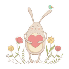 Fototapeta premium In love rabbit with heart