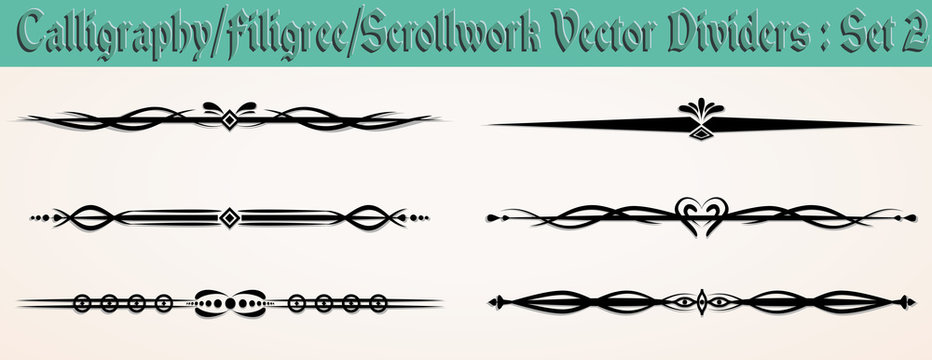 Calligraphy/Filgree/ Scrollwork Vector Dividers: Set 2