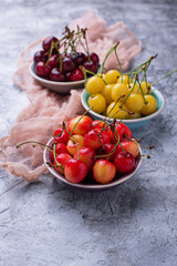 Different type of colorful cherries