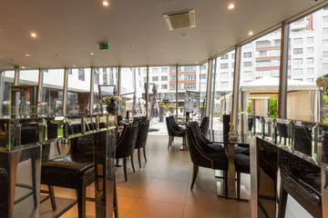 Hotel lobby cafe interior