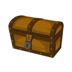 Element for user interface design of computer games. Panel element for mobile app design.  Closed wooden chest.
