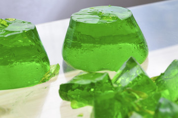 Sweet green jelly dessert