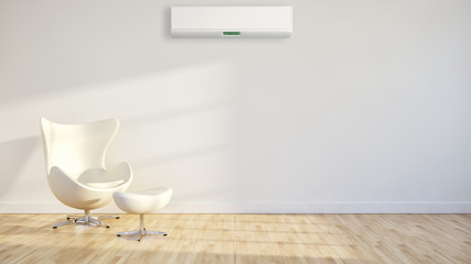 Fototapeta na wymiar Living room with air conditioning. 3D rendering