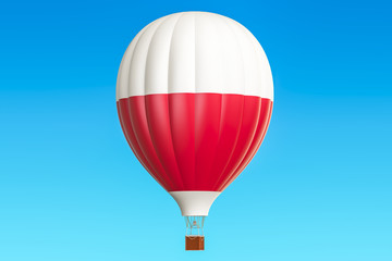 Naklejka premium Hot air balloon with Polish flag, 3D rendering