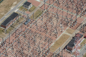 aerial picture of Engie Electrabel installations near the Scaldis training center at the Port of Antwerp