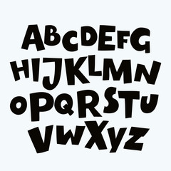 Funny Colorful Alphabet poster for children. Cute cartoon alphabetic letters 