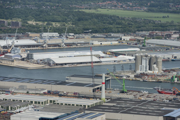 Naklejka premium Windmil construction at Port of Antwerp