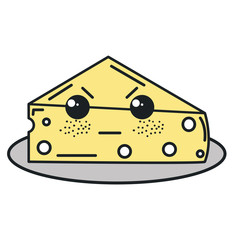 fresh cheese piece kawaii character vector illustration design