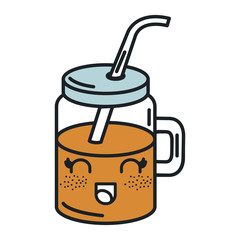 jar with juice fruit kawaii character vector illustration design