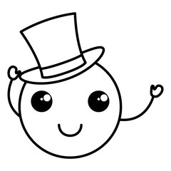 Obraz na płótnie Canvas emoticon with hat kawaii character icon vector illustration design