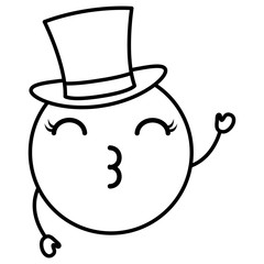 emoticon with hat kawaii character icon vector illustration design