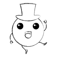 emoticon with hat kawaii character icon vector illustration design