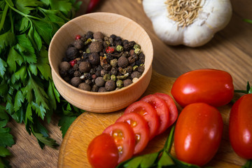 spices, a mixture of colored peppers