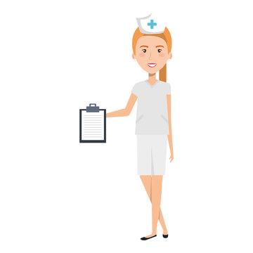 nurse Professional woman of health with order vector illustration design