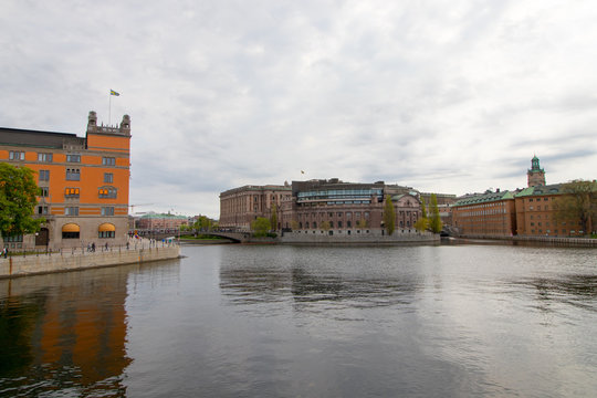 The Swedish Parliament Building(Riksdagshuset) in Stockholm, the capital of Sweden.