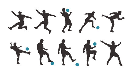soccer player silhouette set