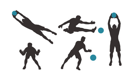 Fototapeta premium goalkeeper silhouette set