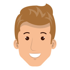 young man head avatar character vector illustration design