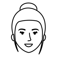 beautiful and young woman head character vector illustration design