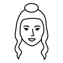 beautiful and young woman head character vector illustration design