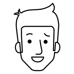 young man head avatar character vector illustration design