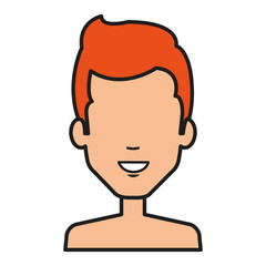 young man shirtless avatar character vector illustration design