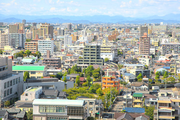 Fototapeta premium NAGOYA,JAPAN -SEPTEMBER 13: Nagoya cityscape on September 13,2014, Is third largest metropolitan area in Japan, Area's population is about 8.74 million people