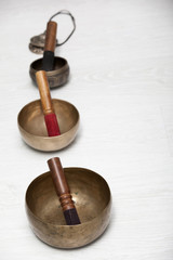 Singing bowls and om tingsha cymbals