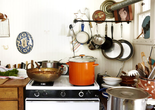 Interior of kitchen with utensils