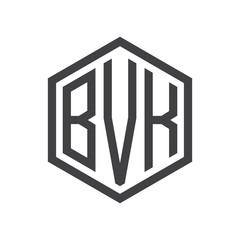 three-letter initials hexagon logo black