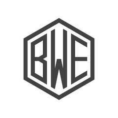 three-letter initials hexagon logo black