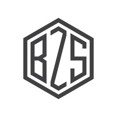three-letter initials hexagon logo black