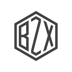 three-letter initials hexagon logo black