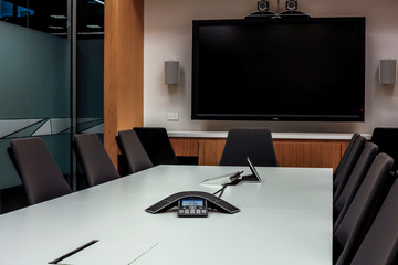 Empty video conference meeting room