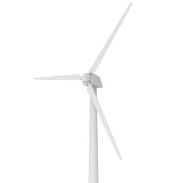Wind turbine with propeller. Windmill generator 3D render isolated on white