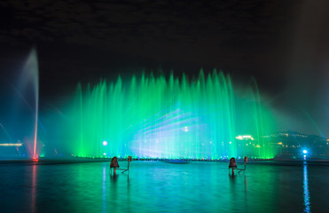 Fototapeta na wymiar Music fountain at night
