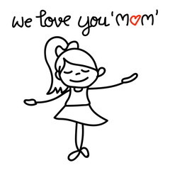 hand drawing cartoon character concept happy mothers day
