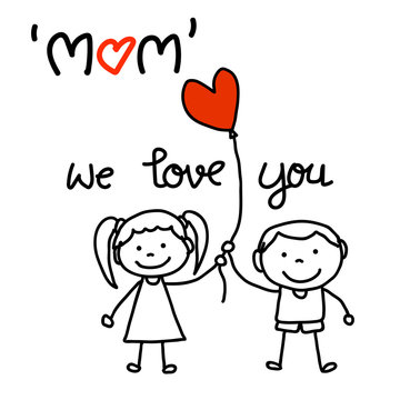 hand drawing cartoon character concept happy mothers day