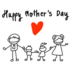 hand drawing cartoon character concept happy mothers day