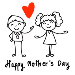hand drawing cartoon character concept happy mothers day