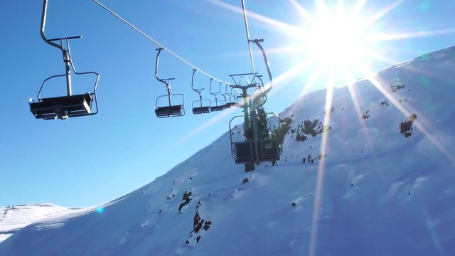 Cableway Ski Lifts in Farellones Winter Mountain Ski Resort in Chile