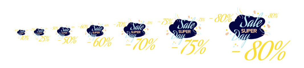 Set Color lettering for special sale offer sign. Flat vector illustration EPS 10
