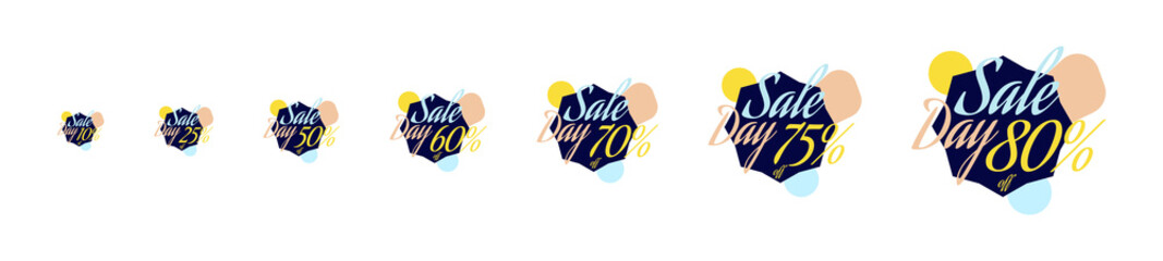 Set Color lettering for special sale offer sign. Flat vector illustration EPS 10