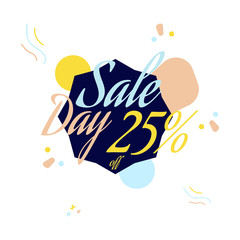Naklejka premium Color lettering for special sale offer sign, up to 25% off. Flat vector illustration EPS 10