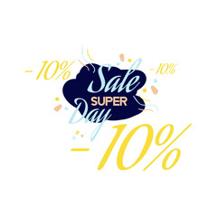 Color lettering for special sale offer sign, up to 10% off. Flat vector illustration EPS 10