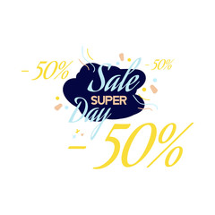 Color lettering for special sale offer sign, up to 50% off. Flat vector illustration EPS 10
