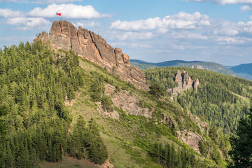 Fototapeta premium Reserve Krasnoyarsk Pillars. View on the rocks Takmak and Ermak
