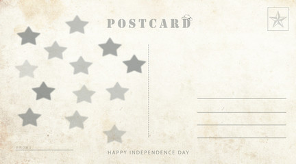 4th of july independence day postcard template. Ready to use independence day retro postal card. Vintage style.
