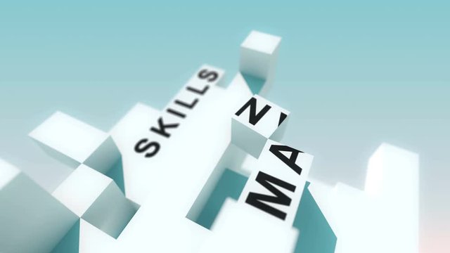 Skills words animated with cubes