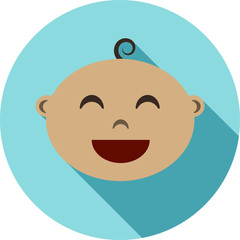 Round icon of child user picture. Flat style illustration with long shadow
